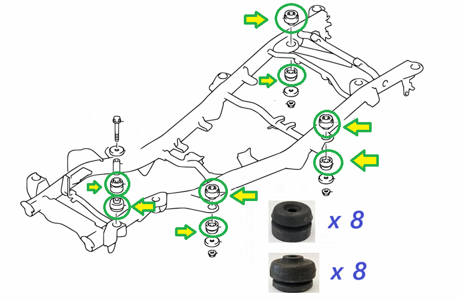 SUZUKI JIMNY 16 PCS CHASSIS BODY MOUNT BUSH SET 71512-65D00 71511-65D00
